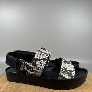 VINCE 'Marett' Python Snakeskin Black White LEATHER Platform Size 8.5 M